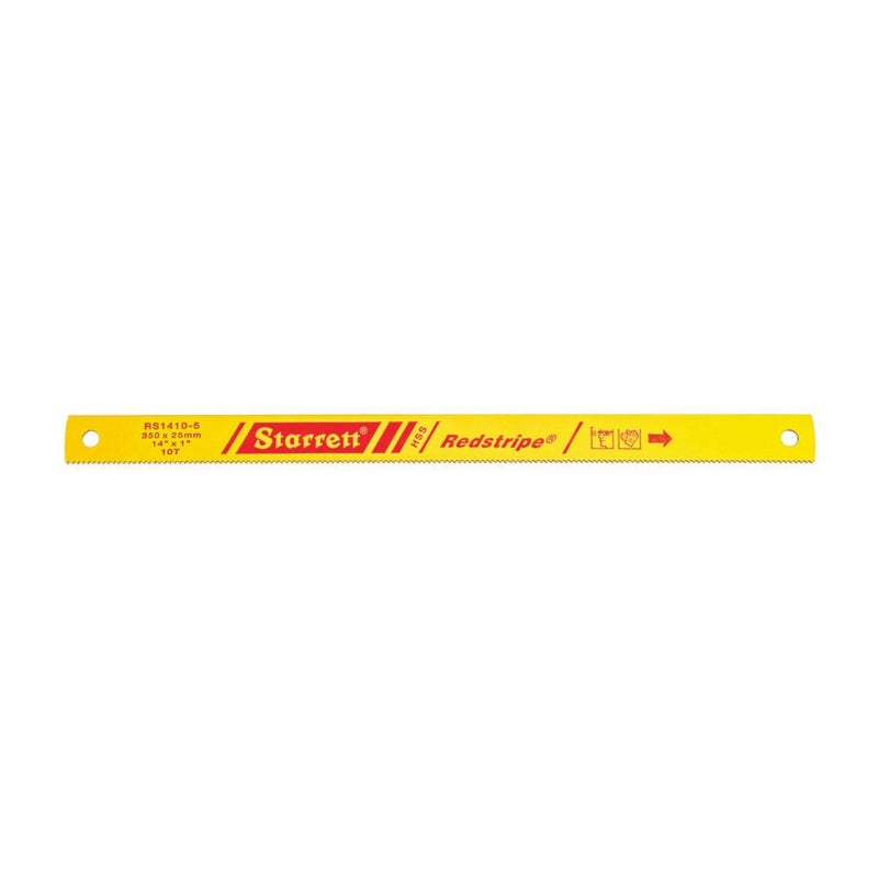 Starrett Redstripe Solid High Speed Steel Power Hacksaw Blade - Ideal for Contractors and Tradesmen - .050" Thickness, 10 TPI, 14" Length, 1" Width - RS1410-5 - Image 1
